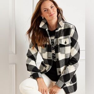 Black-and-white buffalo check shacket Talbots Size L